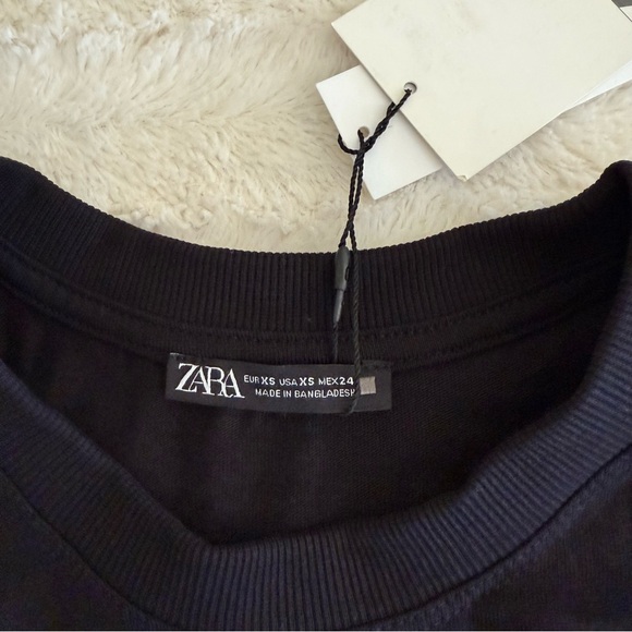 Zara Black Ribbed Collar Top - Picture 6 of 8